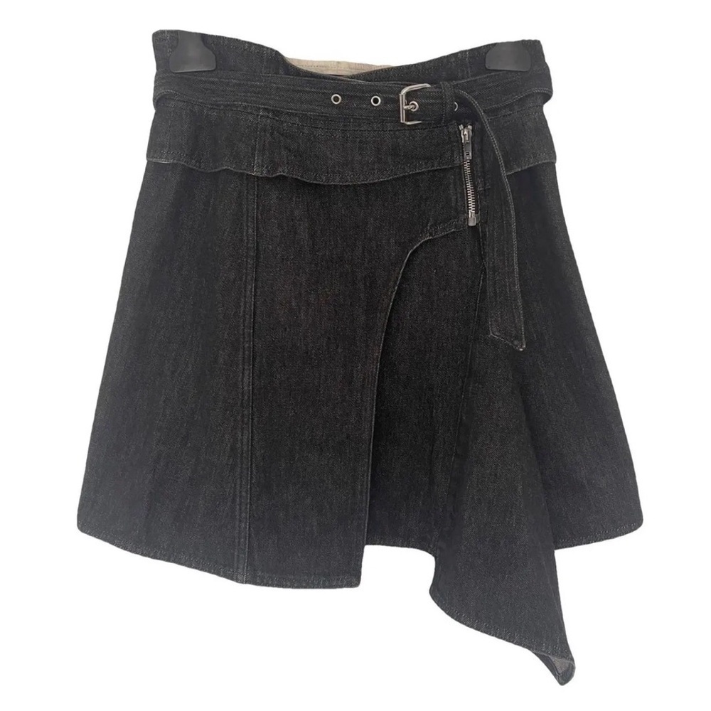 Isabel Marant black denim asymmetric skirt.